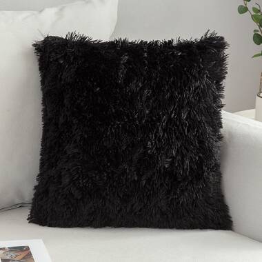 Black fur best sale throw pillow